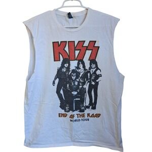 Kiss End of the Road Tour Tshirt XL Cut Sleeves White Preowned